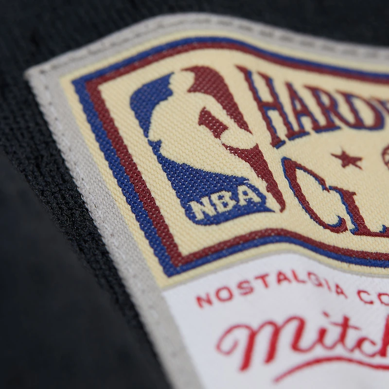 Women's Mitchell & Ness Black Philadelphia 76ers High Crop Mesh V-Neck Fashion Jersey
