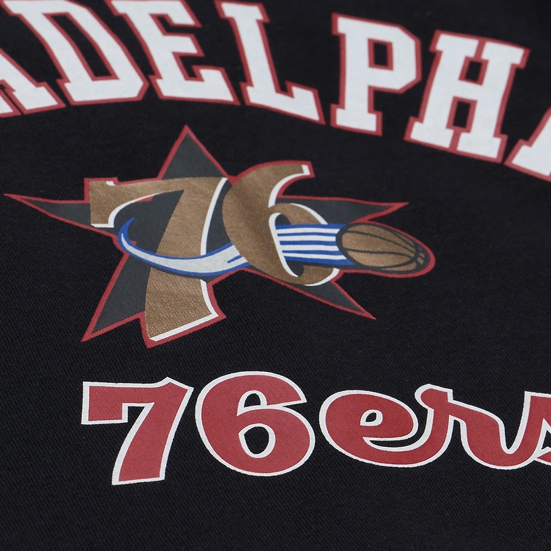 Sweat-shirt polaire premium noir Mitchell & Ness Philadelphia 76ers pour femme