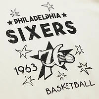 Sweat-shirt à capuche Hardwood Classics pour femme, couleur crème, des Philadelphia 76ers, Mitchell & Ness