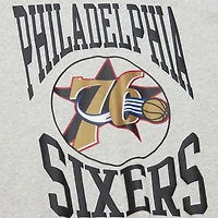 Women's Mitchell & Ness Heather Gray Philadelphia 76ers 3.0 Logo Lightweight Sweatshirt