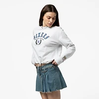 Pull-over court en polaire Mitchell & Ness pour femme, gris chiné, Philadelphia 76ers