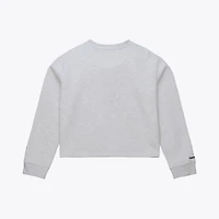 Women's Mitchell & Ness  Heather Gray Philadelphia 76ers Crop Fleece Toggle Crewneck