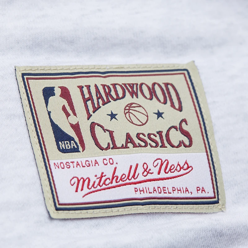 Women's Mitchell & Ness Heather Gray Philadelphia 76ers Crop Fleece Toggle Crewneck