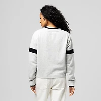 Women's Mitchell & Ness  Heather Gray Philadelphia 76ers Cropped V-Neck Sweatshirt