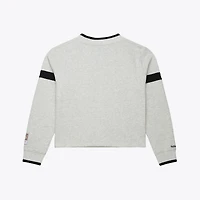 Women's Mitchell & Ness  Heather Gray Philadelphia 76ers Cropped V-Neck Sweatshirt