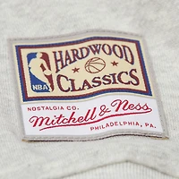 Sweat-shirt court à col en V gris chiné Mitchell & Ness pour femme, Philadelphia 76ers