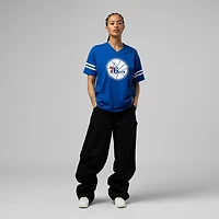 Women's Mitchell & Ness  Royal Philadelphia 76ers Hardwood Classics Boyfriend V-Neck T-Shirt