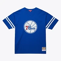 Women's Mitchell & Ness  Royal Philadelphia 76ers Hardwood Classics Boyfriend V-Neck T-Shirt