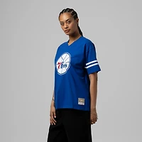 Women's Mitchell & Ness  Royal Philadelphia 76ers Hardwood Classics Boyfriend V-Neck T-Shirt