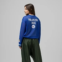 Haut court à manches longues en maille Mitchell & Ness Royal Philadelphia 76ers Hardwood Classics pour femme