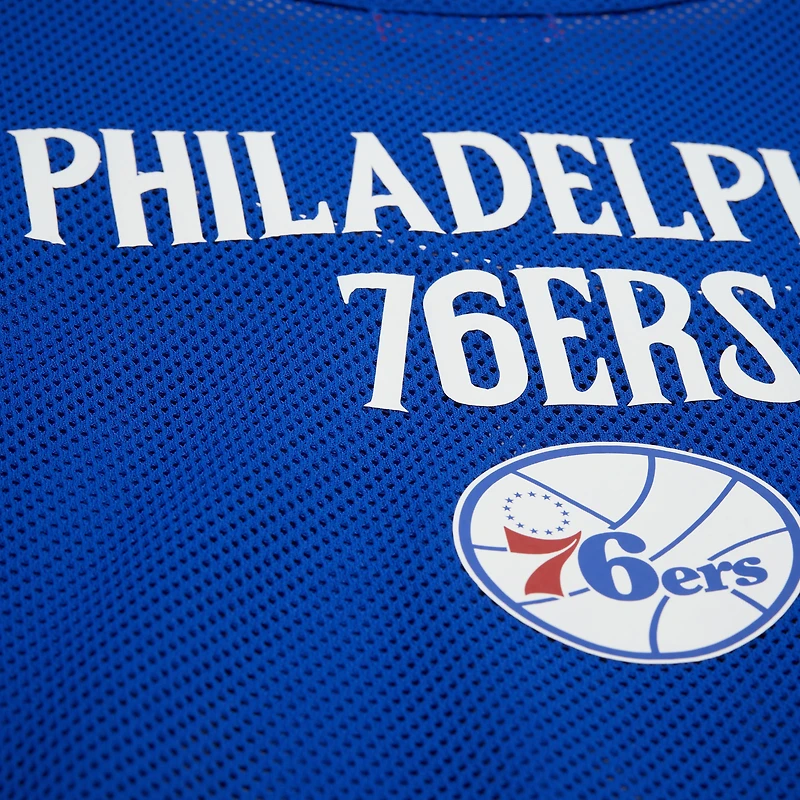 Haut court à manches longues en maille Mitchell & Ness Royal Philadelphia 76ers Hardwood Classics pour femme
