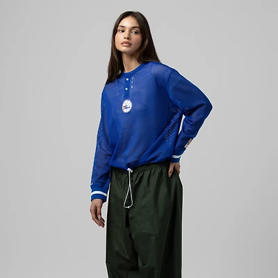 Haut court à manches longues en maille Mitchell & Ness Royal Philadelphia 76ers Hardwood Classics pour femme