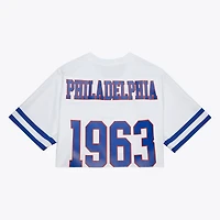Women's Mitchell & Ness White Philadelphia 76ers Cropped Fashion Jersey