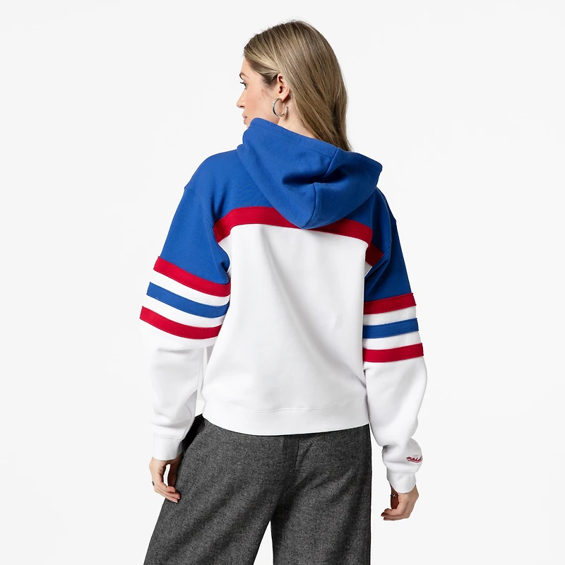 Sweat à capuche Mitchell & Ness blanc pour femme, modèle entraîneur-chef des Philadelphia 76ers
