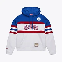 Sweat à capuche Mitchell & Ness blanc pour femme, modèle entraîneur-chef des Philadelphia 76ers