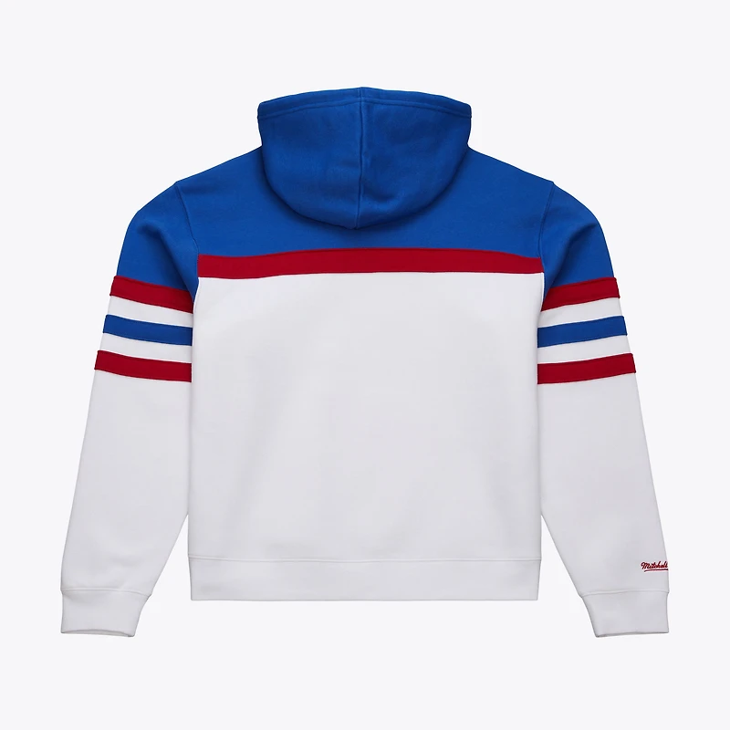 Sweat à capuche Mitchell & Ness blanc pour femme, modèle entraîneur-chef des Philadelphia 76ers