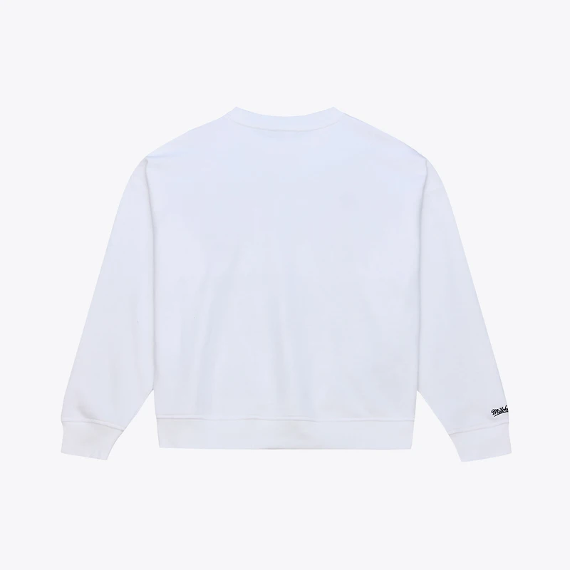 Women's Mitchell & Ness White Philadelphia 76ers Lightweight Crewneck Sweatshirt