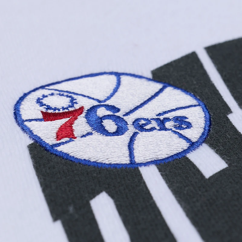 Women's Mitchell & Ness White Philadelphia 76ers Lightweight Crewneck Sweatshirt