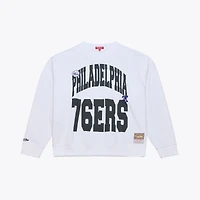 Women's Mitchell & Ness  White Philadelphia 76ers Lightweight Crewneck Sweatshirt