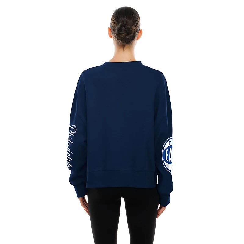 Sweat-shirt New Era bleu marine Philadelphia 76ers édition City 2025/26 pour femme