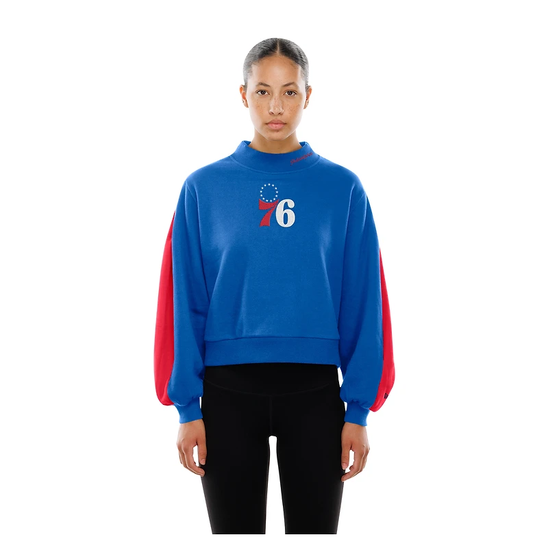Sweat-shirt à manches ballon New Era Royal Philadelphia 76ers Sport Night pour femme