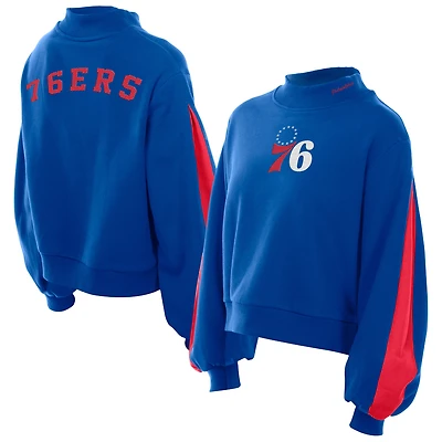 Sweat-shirt à manches ballon New Era Royal Philadelphia 76ers Sport Night pour femme