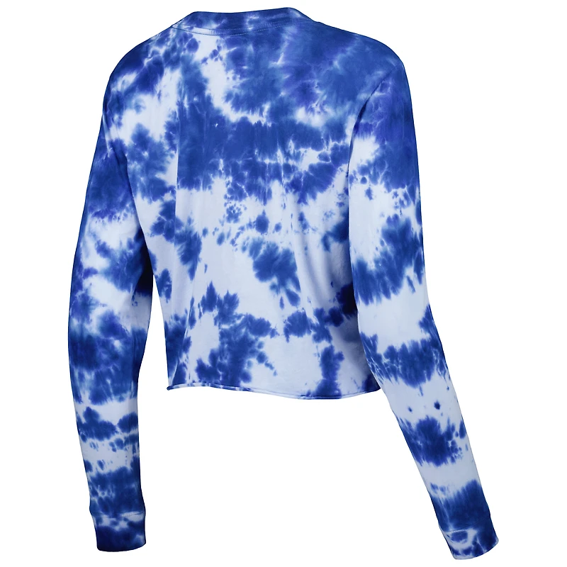 T-shirt court tie-dye à manches longues Royal Philadelphia 76ers New Era pour femme