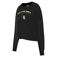 Women's Pro Standard  Black Philadelphia 76ers Glam Cropped Pullover Sweatshirt