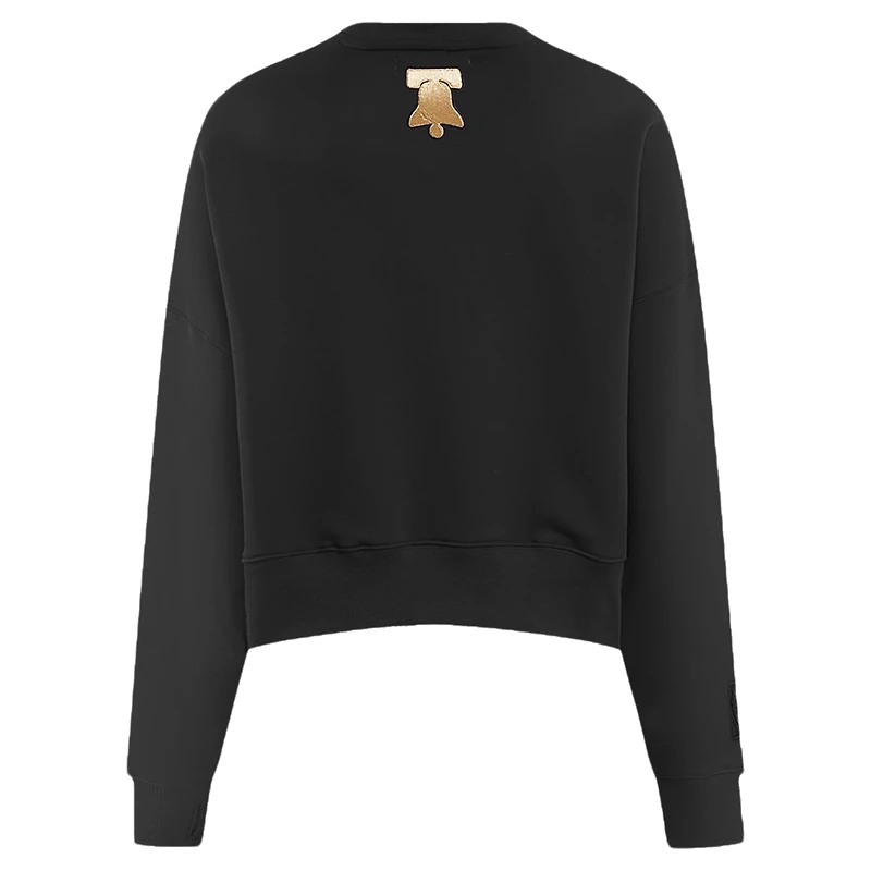 Sweat-shirt court Pro Standard noir Philadelphia 76ers Glam pour femmes