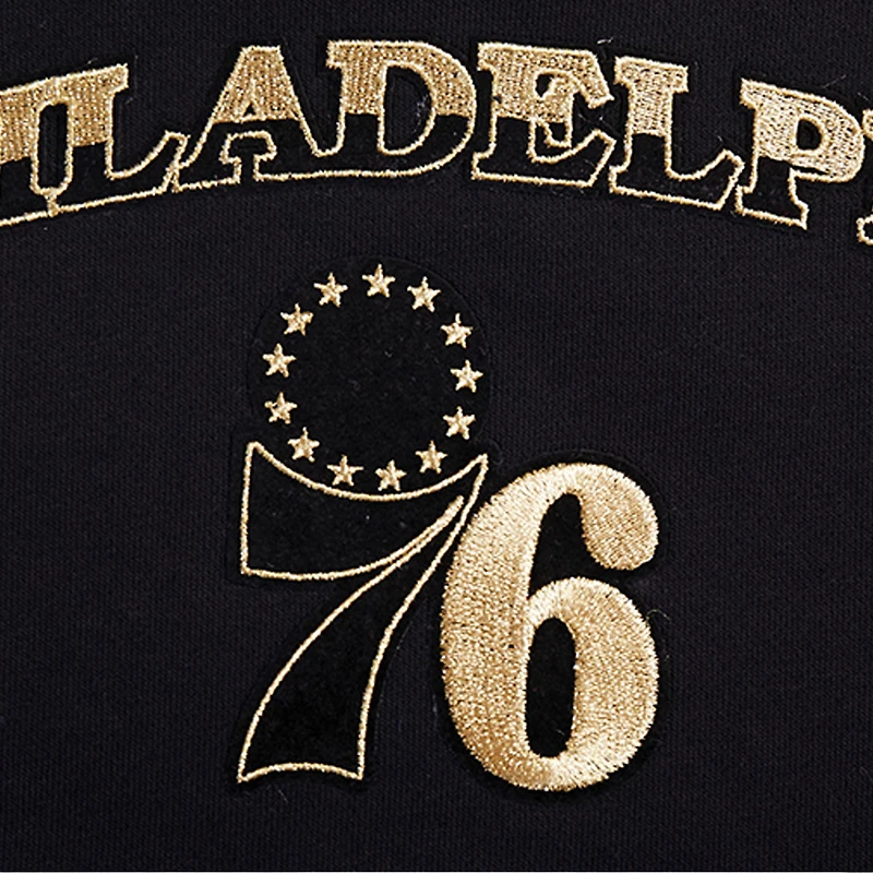 Women's Pro Standard  Black Philadelphia 76ers Glam Cropped Pullover Sweatshirt