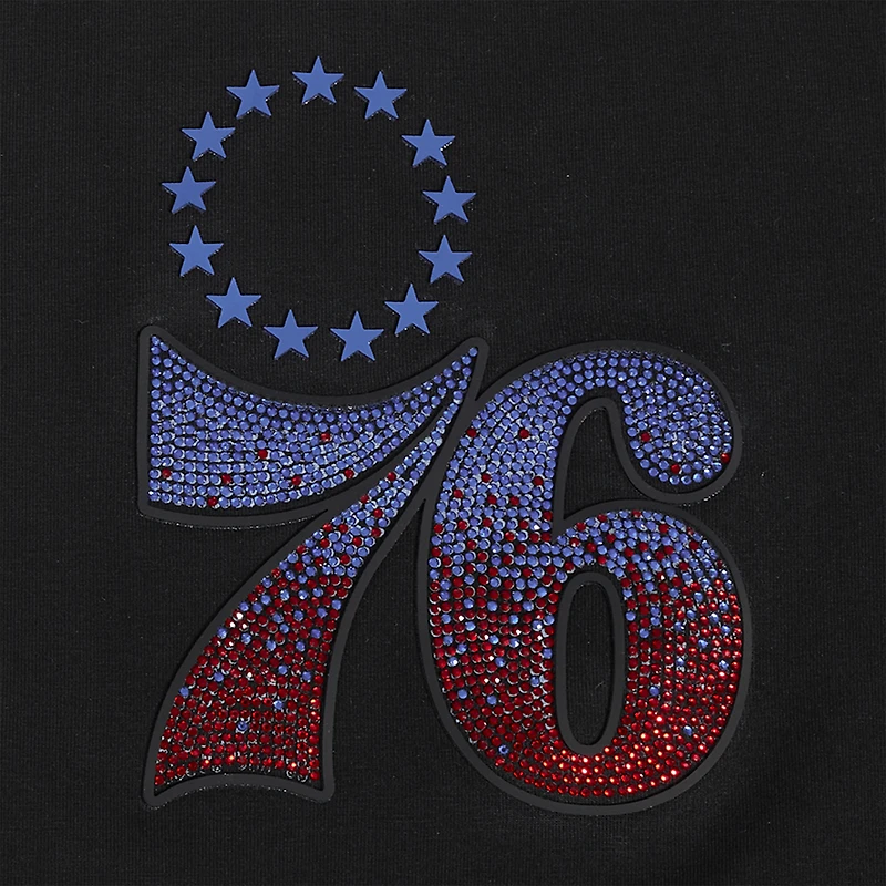 Women's Pro Standard Black Philadelphia 76ers Jewels Boxy Cropped T-Shirt