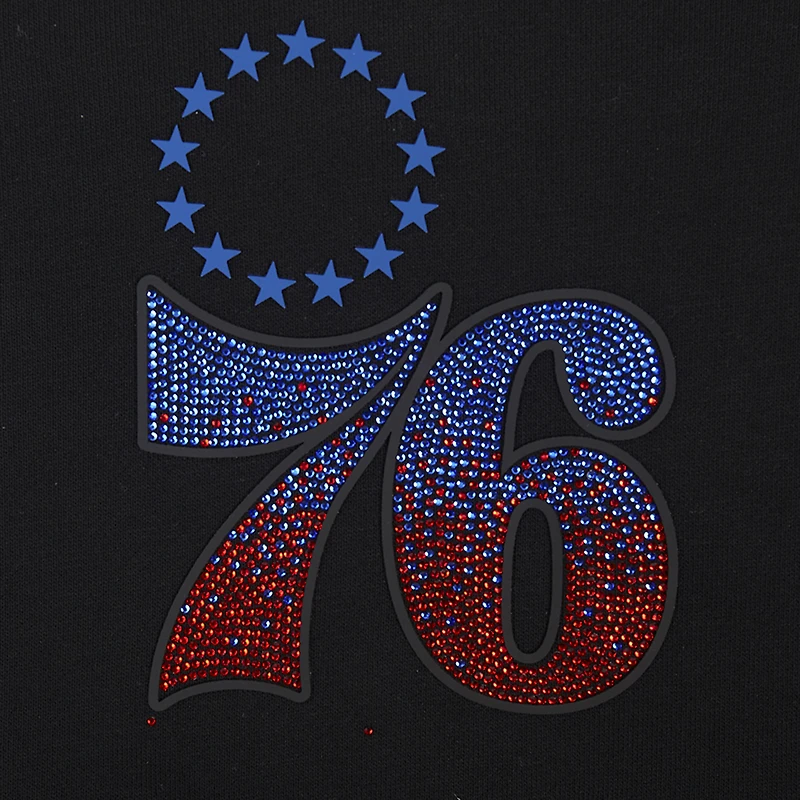 Women's Pro Standard Black Philadelphia 76ers Jewels Cropped Pullover Hoodie