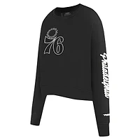 Women's Pro Standard Black Philadelphia 76ers Paint The City Cropped Pullover Sweatshirt