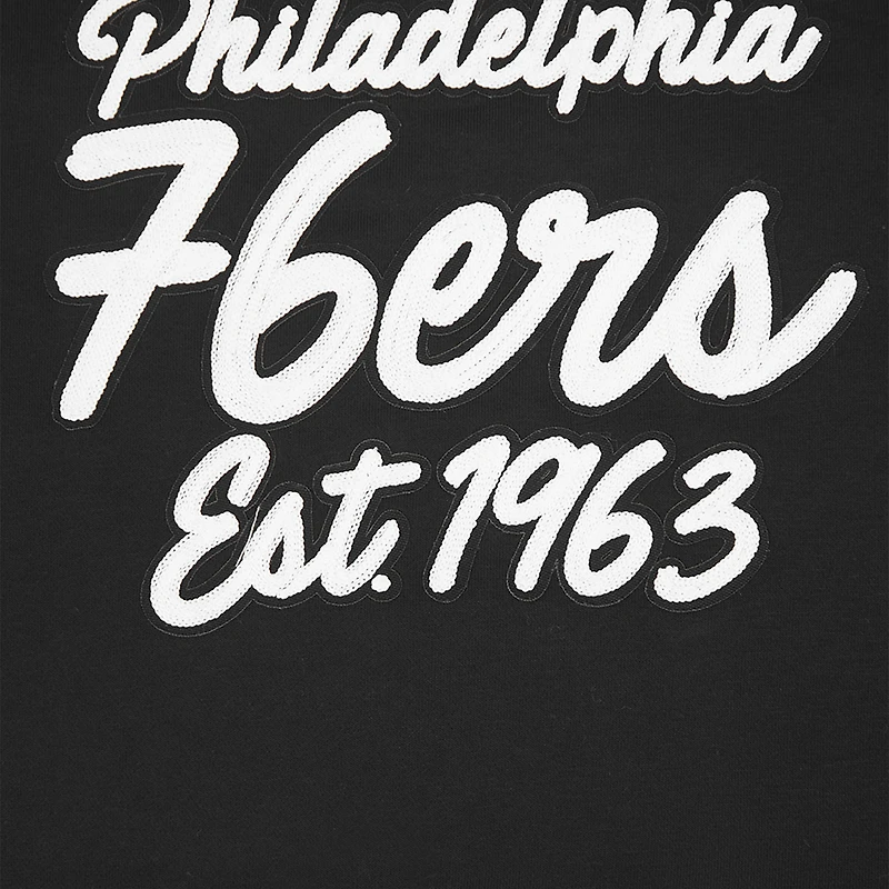 Women's Pro Standard Black Philadelphia 76ers Paint The City Cropped Pullover Sweatshirt