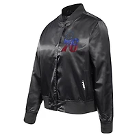 Veste Pro Standard noire à boutons-pression en satin strass des Philadelphia 76ers pour femme