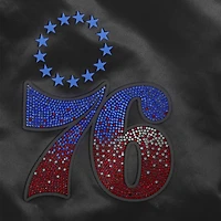 Veste Pro Standard noire à boutons-pression en satin strass des Philadelphia 76ers pour femme