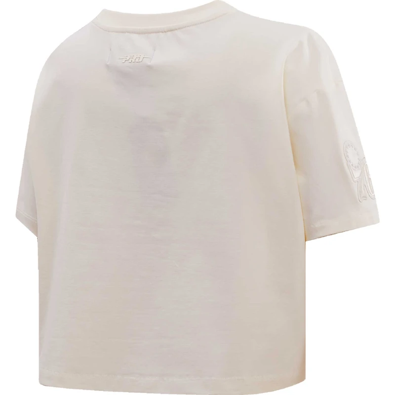 Women's Pro Standard Cream Philadelphia 76ers Neutral Boxy Crop T-Shirt