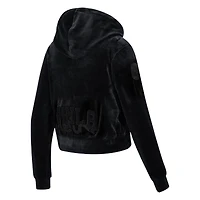 Sweat à capuche entièrement zippé en velours noir triple Pro Standard Philadelphia 76ers pour femmes