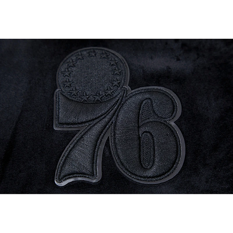 Sweat à capuche entièrement zippé en velours noir triple Pro Standard Philadelphia 76ers pour femmes