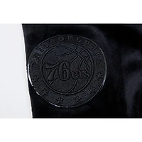 Sweat à capuche entièrement zippé en velours noir triple Pro Standard Philadelphia 76ers pour femmes