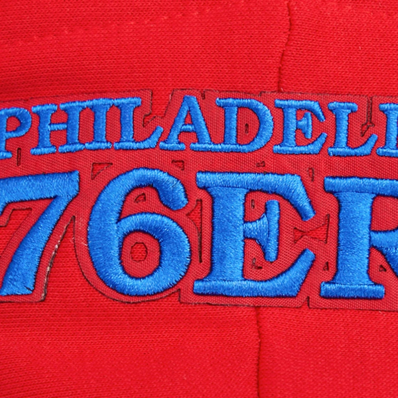 Women's Pro Standard Red Philadelphia 76ers Script Tail Cropped Pullover Hoodie