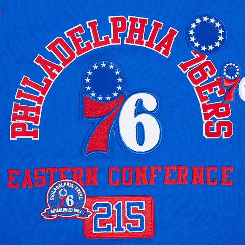 Women's Pro Standard Royal Philadelphia 76ers Area Code Cropped Pullover Sweatshirt