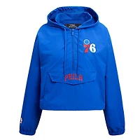Women's Pro Standard Royal Philadelphia 76ers Classic Wind Woven Cropped Half-Zip Jacket