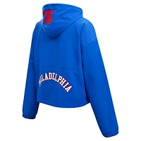 Women's Pro Standard Royal Philadelphia 76ers Classic Wind Woven Cropped Half-Zip Jacket