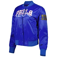 Women's Pro Standard Royal Philadelphia 76ers Classics Satin Full-Snap Jacket