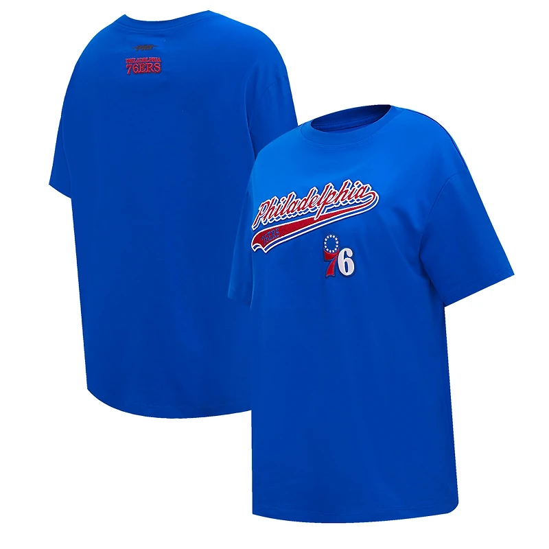 T-shirt Pro Standard Royal Philadelphia 76ers Script Boyfriend pour femme