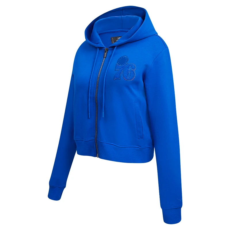 Women's Pro Standard Royal Philadelphia 76ers Triple Tonal Full-Zip Hoodie