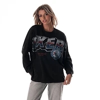 T-shirt à manches longues oversize motif dolman noir The Wild Collective pour femmes, Philadelphia 76ers