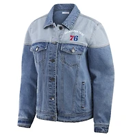 Veste en jean à boutons bleus Philadelphia 76ers pour femme WEAR by Erin Andrews