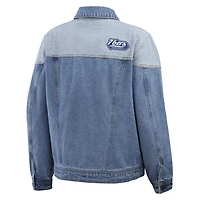 Women's WEAR by Erin Andrews Blue Philadelphia 76ers Full-Button Denim Jacket